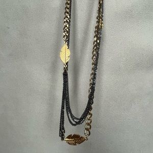 Foxy 2 tier beaded gunmetal and gold metal necklace - NWOT